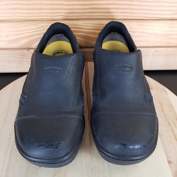 KEEN 1012857D DESTIN Men's 11.5 US Slip On Black Leather Loafers EH Work Shoes - Picture 2 of 16